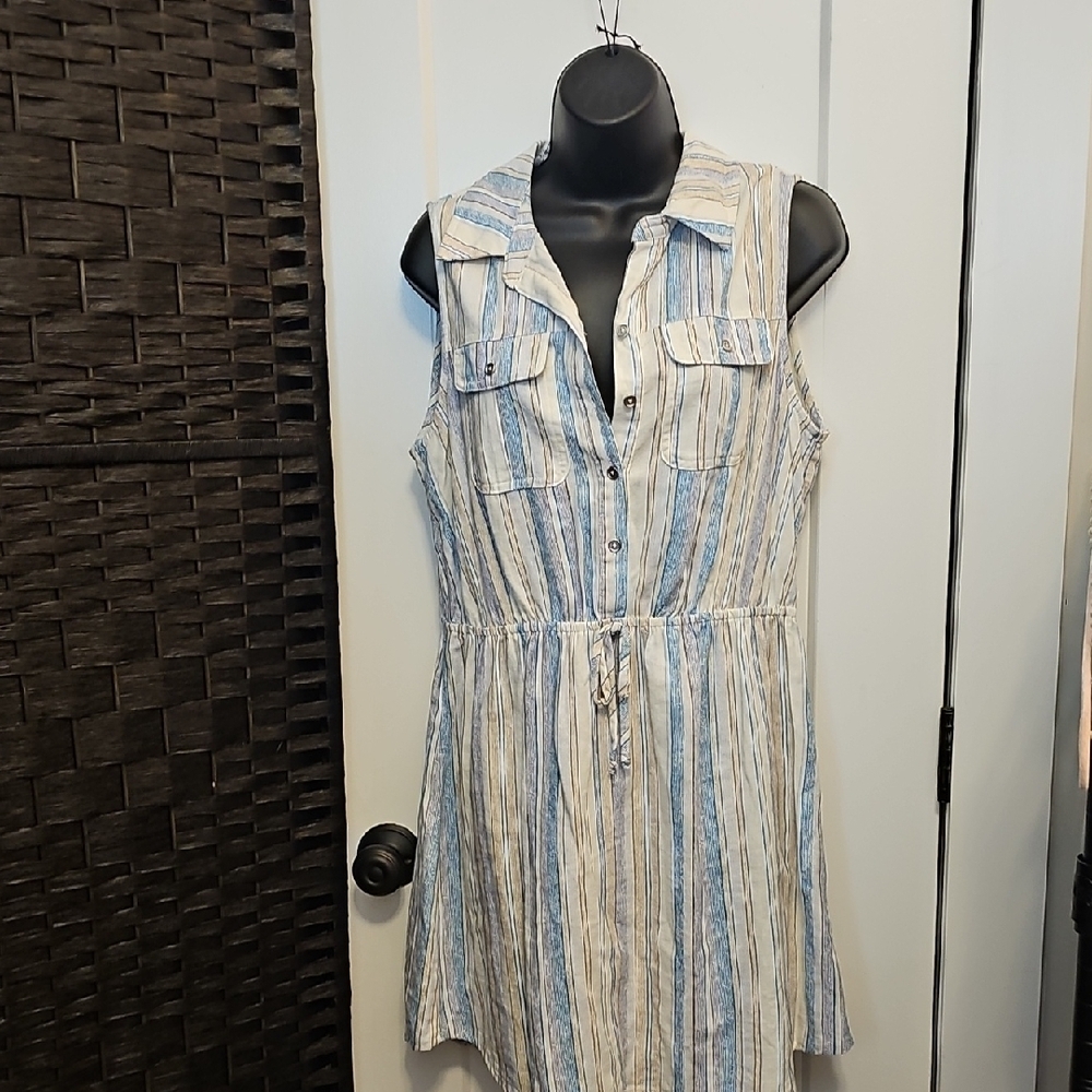 BeBop Striped Sleeveless Button-Down Dress